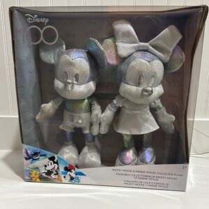 Disney 100th Anniversary Mickey & Minnie Plush Set - Silver and Blue